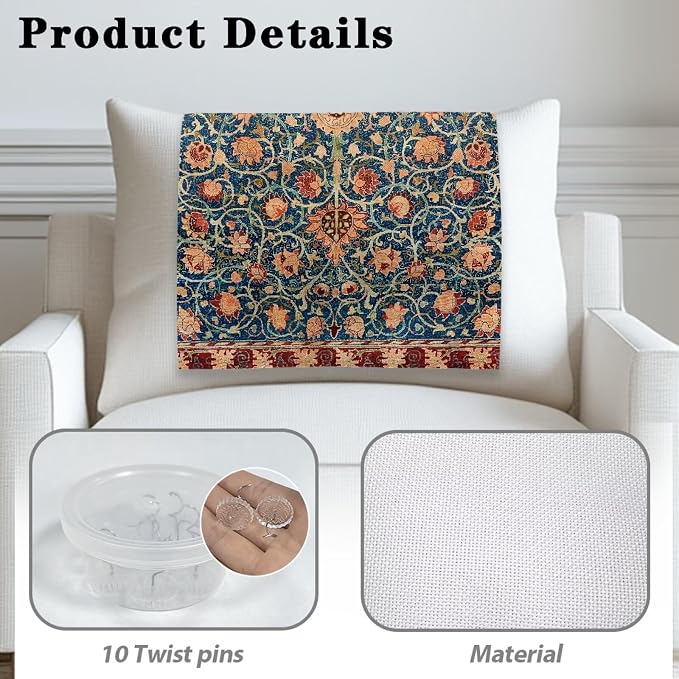William Morris Fruit Small Recliner Headrest Cover 26x16 Inch Set of 2 - Easy to Install Polyester Slipcover Chair, Decoration & Non-Slip Design with Fixing Nails for Office/Home - Image 5