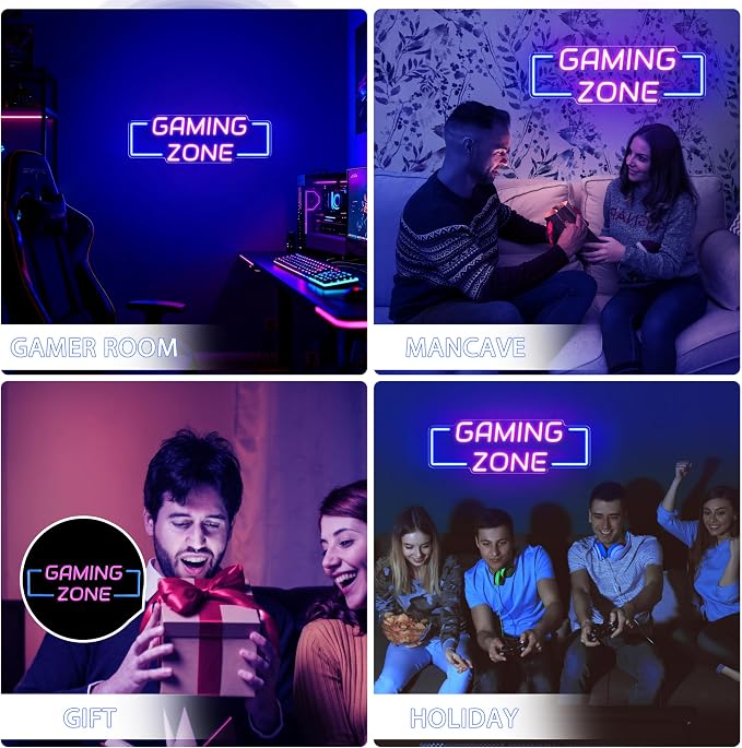 Kavaas Game Zone Neon Signs for Gaming Room Decor - LED Light Neon Sign for Teens Bedroom Decorations - Best Gamer Gifts for Boys, Kids - Image 7