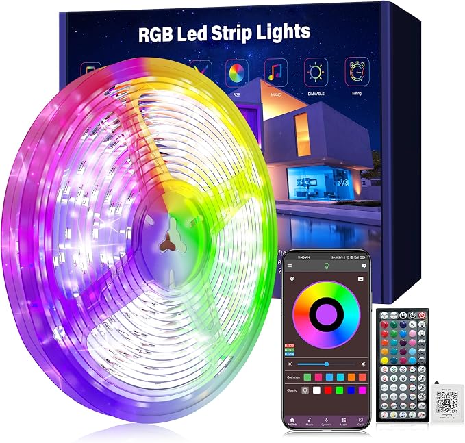 Ledagic Led Lights for Bedroom 50ft (1 Roll), RGB Led Lights Music Sync by Ledagic