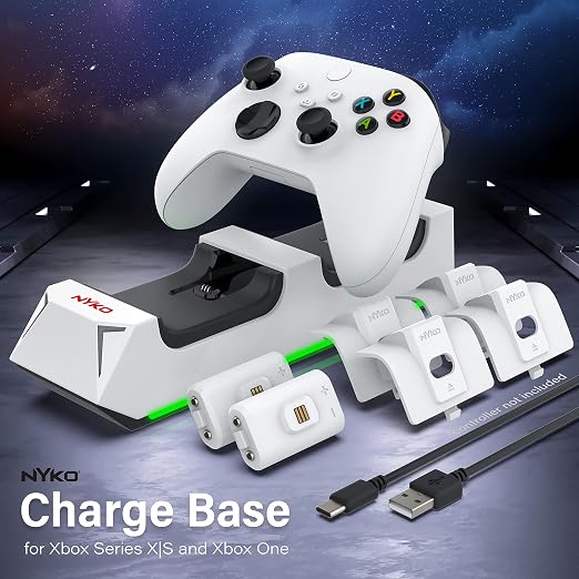 Nyko Charging Station for Xbox Series XS & Charge Base for 2 Controllers w/LED Indicators and Extra USB Port -Controller Charge Stand w/Rechargeable Batteries - Accessories - Image 2