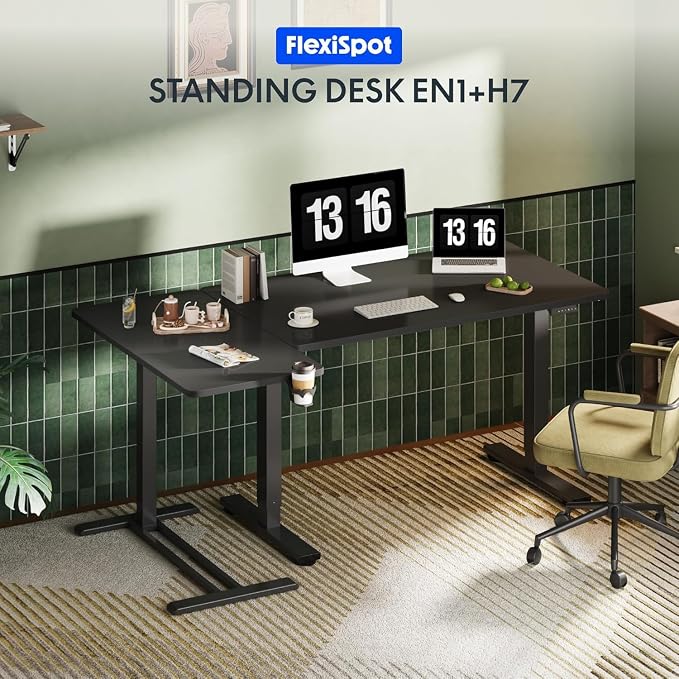 FLEXISPOT 32" Mobile Standing Desk Pneumatic Lift Computer Workstations - Image 6