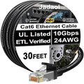 Jadaol [UL Listed] Cat6 Ethernet Cable 30FT 10Gbps 24AWG Pure Copper, Black by Jadaol