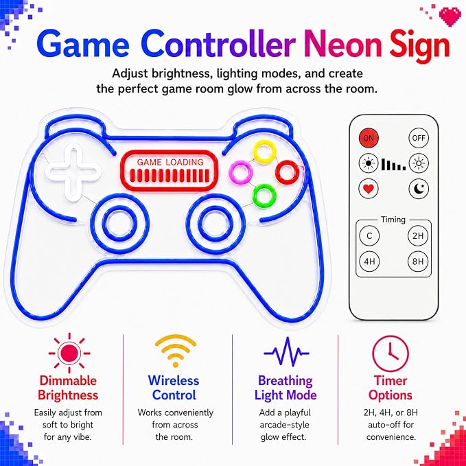 Games Controller Neon Sign: LED Wall Light With GAME LOADING - Image 4