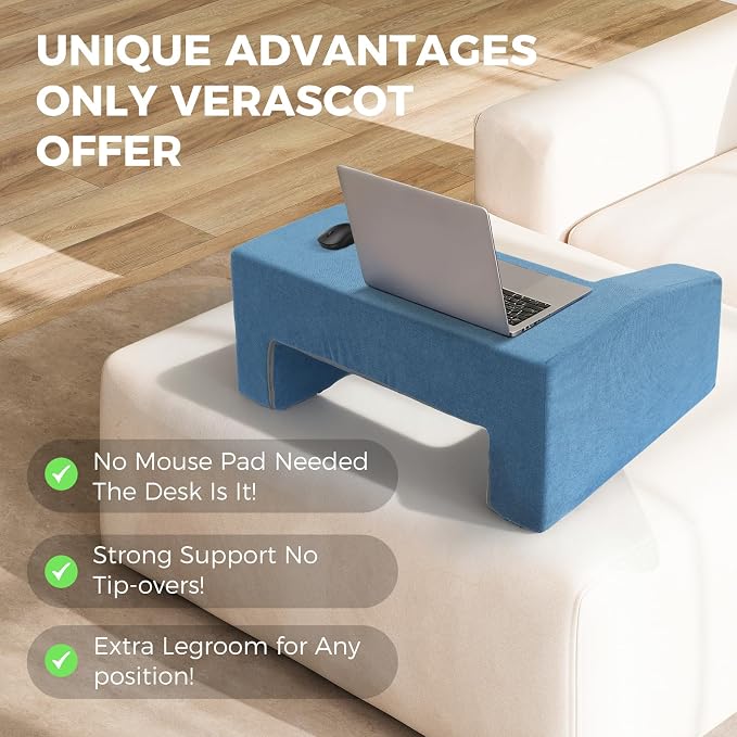 Reading Pillow for Gaming Lap Desk Pillow for Laptop Memory Foam Bed Desk for Reading Working Crocheting Gaming Arm Rest on Bed/Sofa/Floor/Couch/Car (Blue) - Image 2