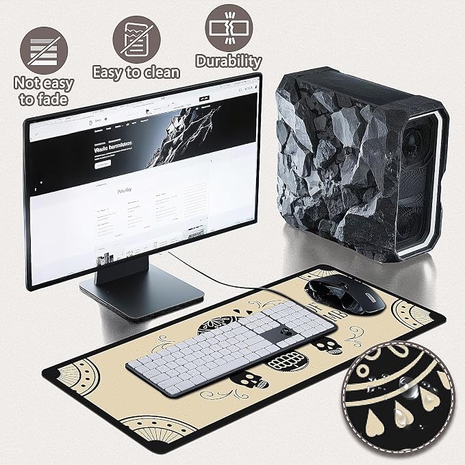 Gaming Mouse Pad - (31.5"×11.8") Skull Large Mouse Pads for Desk - Desk Mat for Keyboard and Mouse with Non-Slip Base, Desks Pad Matfor Game/Office & Home - Image 4