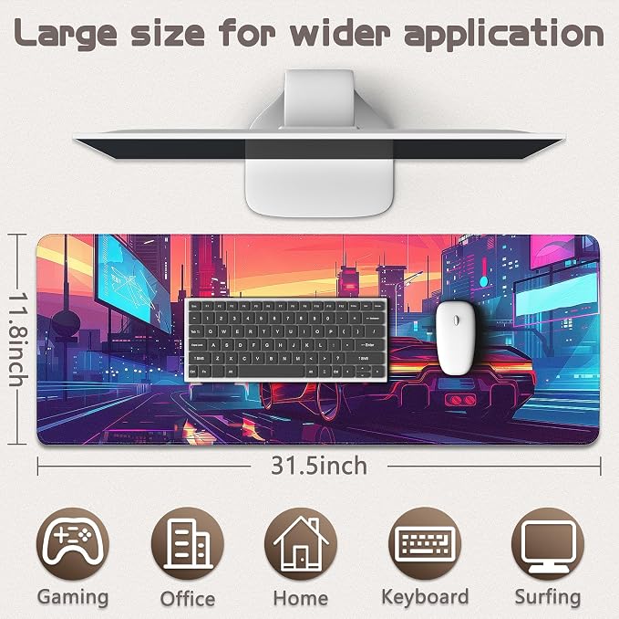 Gaming Mouse Pad - (31.5"×11.8") Sports Car Large Mouse Pads for Desk - Desk Mat for Keyboard and Mouse with Non-Slip Base, Desks Pad Matfor Game/Office & Home - Image 5