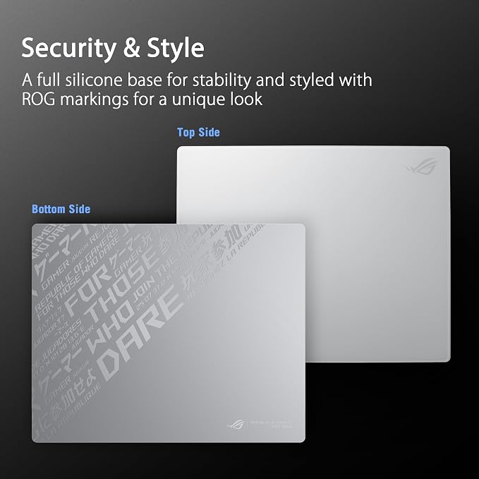 ASUS ROG Moonstone Ace L Glass Gaming Mouse Pad – 19.7” x 15.7”, Ultra-Smooth Matte Tempered Glass for Quiet Ultrafast Glides, Impact/Scratch Resistant, Easy to Clean, Anti-Slip Silicone Base - White - Image 7