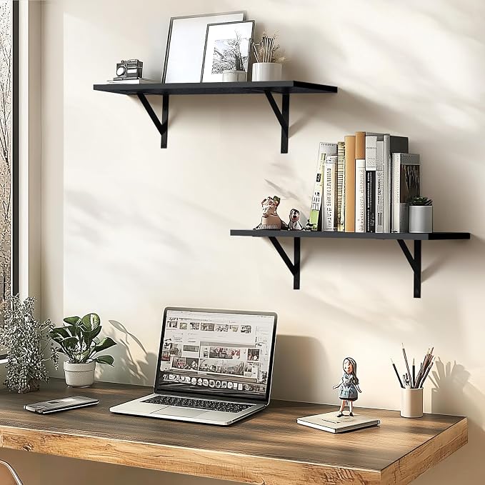 Tectocker-DOU 24" Long Floating Book Shelves for Wall, Heavy Duty, Black - Image 5