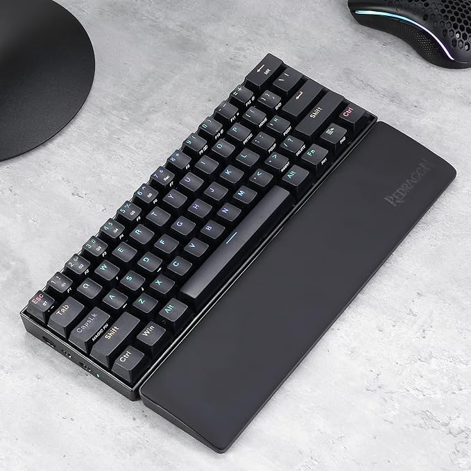 Redragon P035 Meteor S Computer Keyboard Wrist Rest Pad, Ergonomic Soft Memory Foam Wrist Support w/Anti-Slip Rubber Base, 60% 61 Keys Compact Size 11.38 x 2.87 in, 0.78 inch (20mm) Height, Black - Image 9