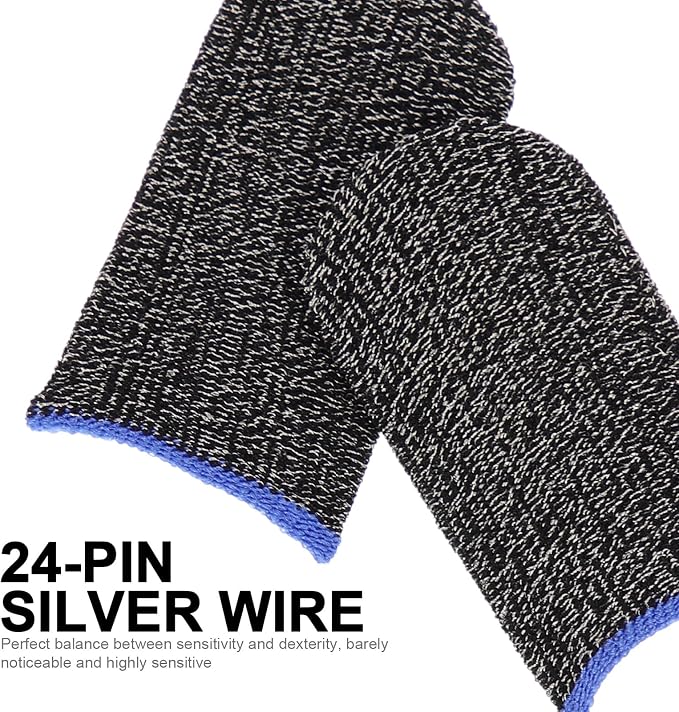 10 Pairs Blue Fiber Gaming Finger Sleeves with Sweat-Resistant Anti-Slip Finger Protectors for Mobile Gamers, High Sensitivity Touch Thumb Covers with Metal Storage Case - Image 9
