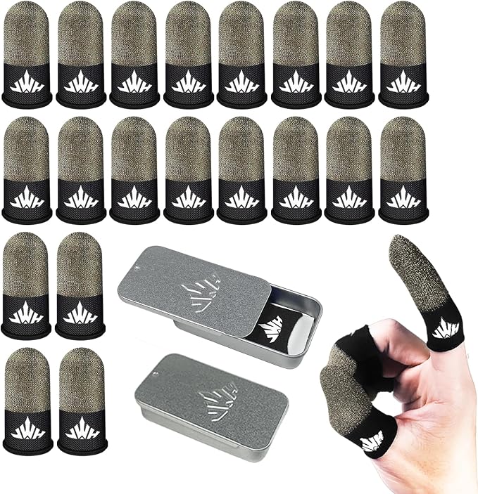 20 Pack Pure Silver Gaming Finger Sleeves Anti Slip Sweat Proof Covers Mobile Phone Gaming Gloves 0.15mm Dedales Gamer Profesionales Sensitive Touch Durable Gaming Thumb Sleeve for Pubg by Unknown