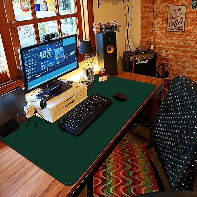 Large Mouse Pad with Stitched Edges, 47.3 X 23.6 in Desk Pad Durable Non-Slip Natural Rubber Base, Waterproof Computer Keyboard Mat for Esports Pros, Gamer, Desktop, Green - Image 7