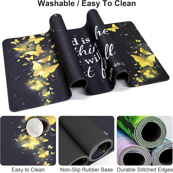 4 in 1 Mouse Pad and Keyboard Wrist Rest,Large Desk Mat,Coaster Set-Gold - Image 3