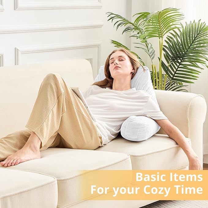 Sasttie Reading Pillow for Bed, Back Pillow for Sitting Up, White - Image 9