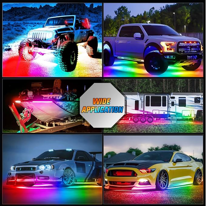 Nilight 8PCS Aluminum Dream Color LED Underglow Strip Lights APP & Remote - Image 9