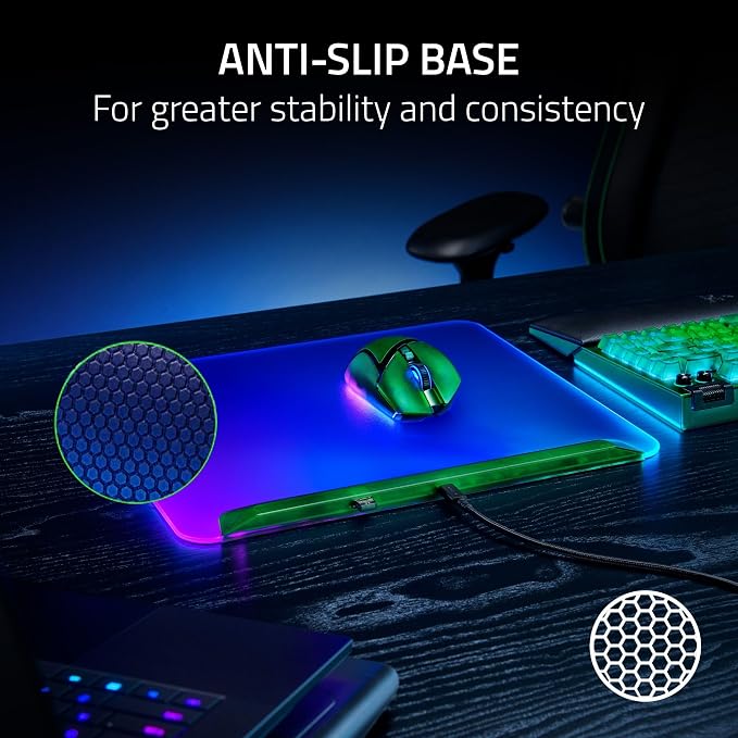 Razer Firefly V2 Pro Fully Illuminated RGB Gaming Mouse Mat: Backlit Design - 15 Zone Chroma Lighting - USB 2.0 Port - Detachable USB Type C Cable - Micro Textured Surface - Anti Slip Base - Image 7