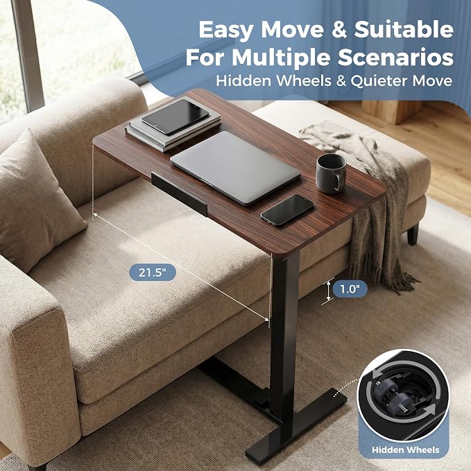 DUMOS Rolling Desk, Laptop Desk, Overbed Table with Wheels - Image 6