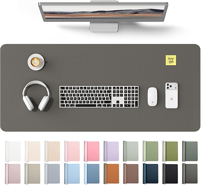 YSAGi Leather Desk Protector, Office Mat, Large Mouse Mat, Non-Slip PU Leather Blotter, Laptop Desk Mat, Waterproof Writing Pad for Office and Home(Dark Grey, 42" x 17.2") by YSAGi