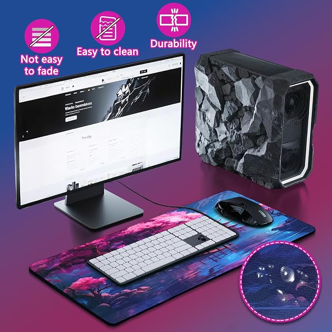 Mouse Pad Gaming - Desk Mat for Keyboard and Mouse - Large Mouse Pads for Desk, Gaming Mousepad with Non-Slip Base, Desks Pad (31.5" X 11.8") for Game, Office and Home - Image 4
