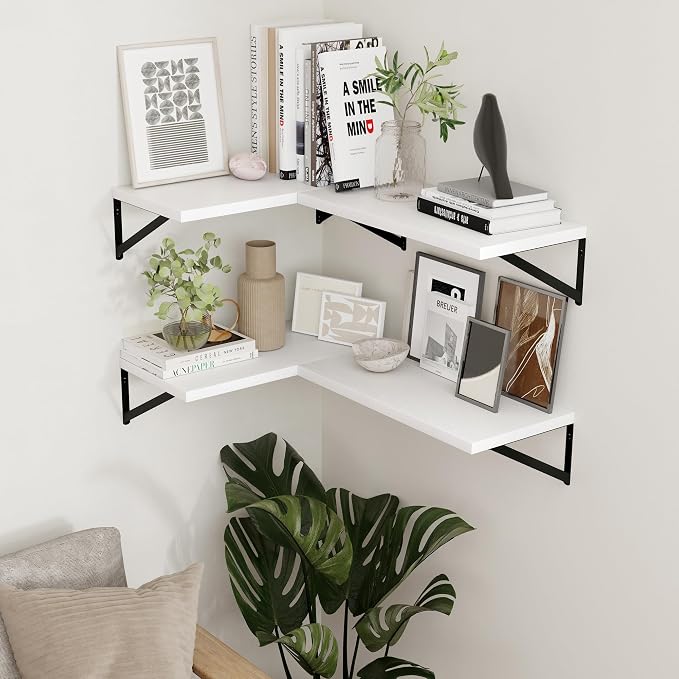 Axeman Deep Floating Shelves - 16 Inch Wide x 12 Inch Deep White Wall Shelves Set of 2-12 Inch Deep White Wood Shelves for Wall Storage & Decor - Image 7