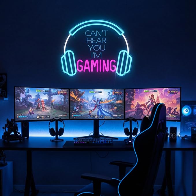 Kavaas Gamer Neon Sign, Neon Headphone Signs for Gaming Room Decor - Can't Hear You I'm Gaming Headset LED Light Sign for Teen Boys Room Decor - Best Gamer Gifts for Teenage Boys, Kids - Image 2