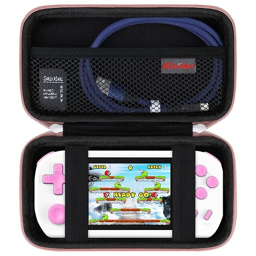 Elonbo Carrying Case for TEBIYOU/ WELLST·G/ TaddToy/ Beijue/ FAMILY POCKET/ CCTU/ X-JOYKIDS/ GREENCREEK/ Beico/ KAVOYI/ GuaiyeyeAP Handheld Game Console, Portable Electronic Gaming Player Bag, Gold by Elonbo