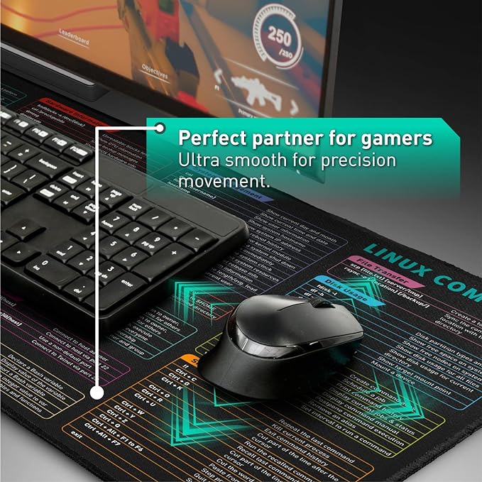 Pixiecube Linux Commands Line Mouse pad - Extended Large Cheat Sheet Mousepad. Shortcuts to Kali/Red Hat/Ubuntu/OpenSUSE/Arch/Debian/Unix Programmer. XXL Non-Slip Gaming Desk mat - Image 5