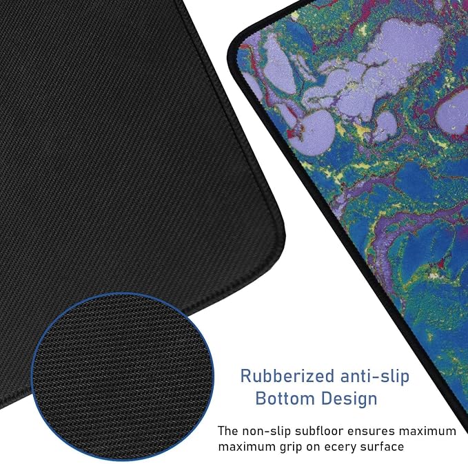 Large Extended Gaming Mouse Pad with Stitched Edges, Durable Non-Slip Natural Rubber Base, Waterproof Computer Keyboard Pad Mat for Esports Pros/Gamer/Desktop/Office/Home - Red Green - Image 3