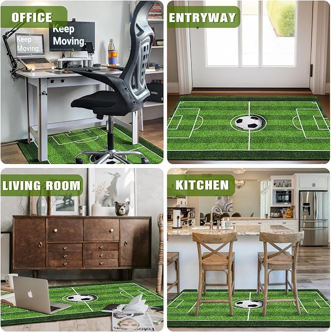 Gaming Chair Mat for Hardwood Floor 36"X 48" Heavy Duty Office Desk Chair Rug for Under Game Rolling Chairs Computer Decor Protect Mats Low Pile Non-Slip Rubber for Carpet & Tile Floor-Soccer - Image 6