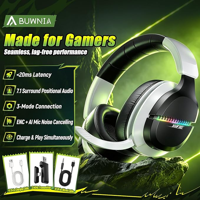 Wireless Gaming Headset for PS5 PC | 2.4GHz+BT - Play While Charging - Image 2