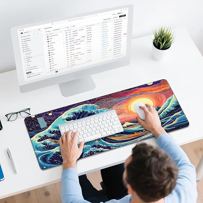 Mouse Pad Gaming - Desk Mat for Keyboard and Mouse - Kanagawa Large Mouse Pad for Desk, Japanese Sea Wave Mousepad (31.5" x 11.8") with Non-Slip Base, Desks Pad Mat for Gaming, Office and Home - Image 6
