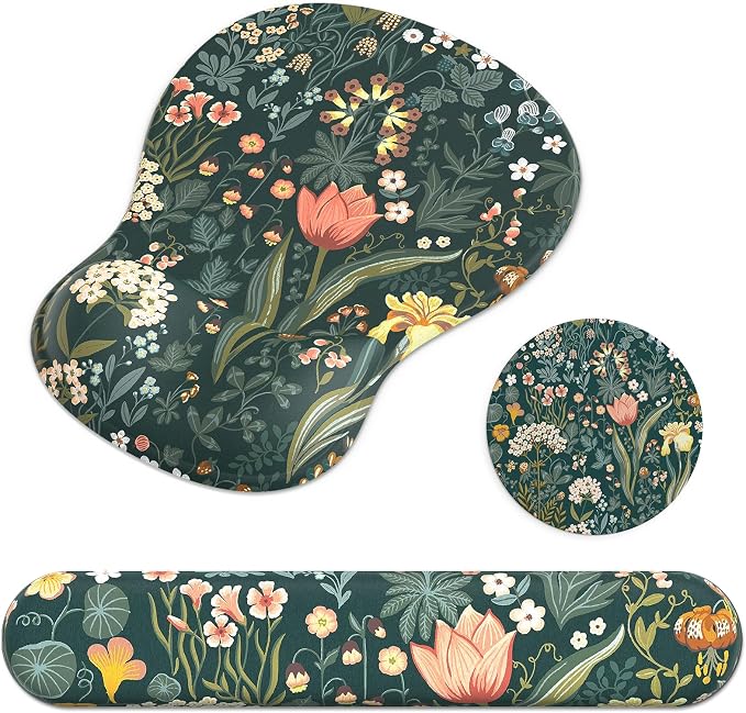 Ergonomic Mouse Pad with Wrist Rest and Keyboard Wrist Rest, Gel Mousepad by GJGOO