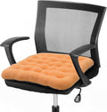 BUYUE Good Support Office Chair Cushion Padded, Soft Velvet Comfortable Non-Slip Seat Cushion for Computer Desk Kitchen Chair (1 Count, Orange) by BUYUE