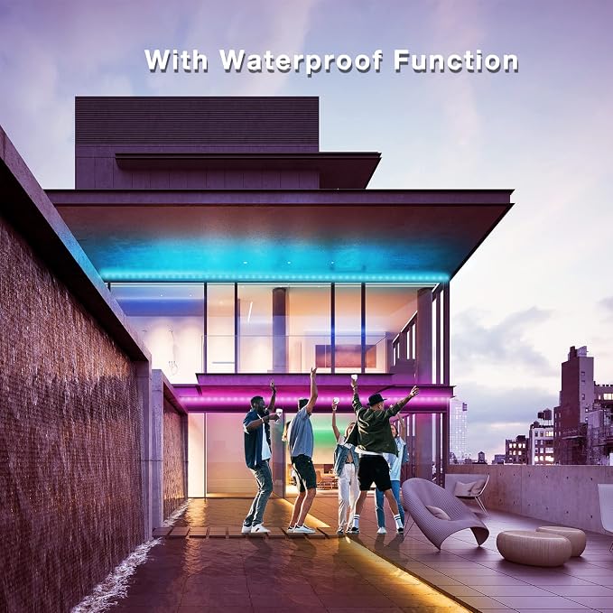 DAYBETTER Outdoor Led Strip Lights Waterproof, Smart Led Light Strips with Remote and App Control, 5050 RGB Color Changing Led Lights for Bedroom, Roof Eaves, Room Decor, 65.6 ft(4 Rolls of 16.4ft) - Image 3