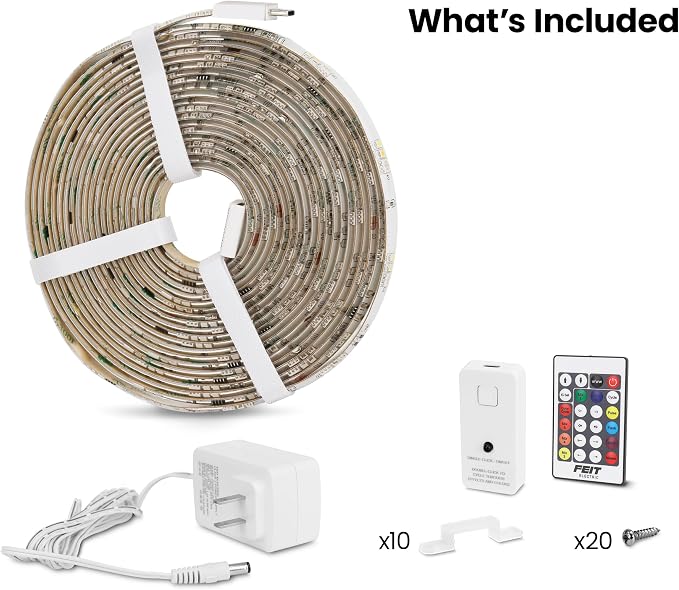 Feit Electric LED Tape Lights RGB Tunable White, Cuttable, Linkable - 20FT - Image 10