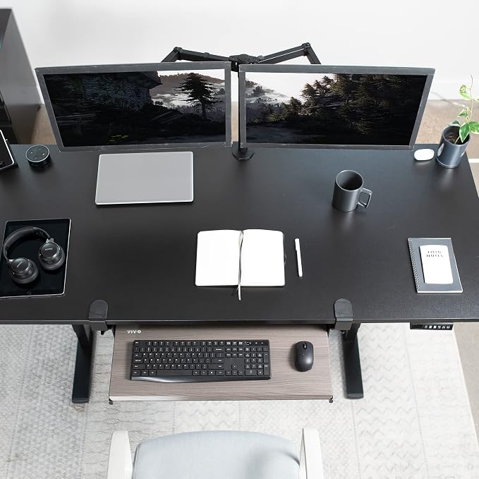 VIVO Large Clamp-on Computer Keyboard and Mouse Under Desk Slider Tray, 27 x 11 inch Pull Out Platform Drawer, Gray, MOUNT-KB05GY - Image 2