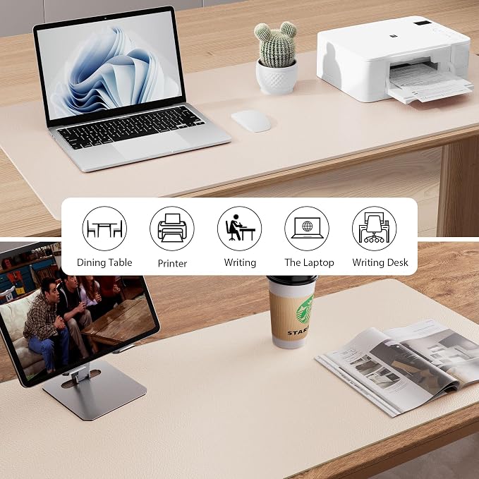 Aothia Faux Leather Desk Mat – Large Mouse Pad, Non-Slip PU Leather Blotter, Waterproof Writing Surface for Office and Home (Eggshell, 47.2" x 23.6") - Image 7