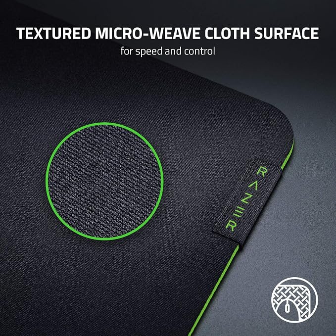Razer Gigantus V2 Cloth Gaming Mouse Pad (Medium), Classic Black | Textured MicroWeave Cloth Surface, Thick, High-Density Rubber Foam, Non Slip Base - Image 2