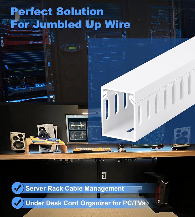 1.6"H x 1.2"W Cable Raceway, 99in Under Desk Wire Management Channel, White - Image 5