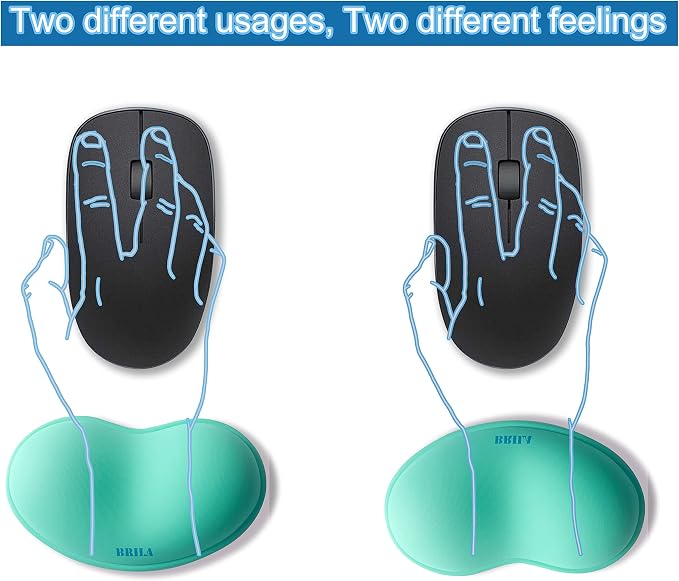BRILA Ergonomic Silicone Mouse Wrist Rest, Cooling Silica Gel PU Leather Mouse Wrist Support Pad for Office Work and Laptop Computer Gaming (Aquamarine Leather) - Image 2