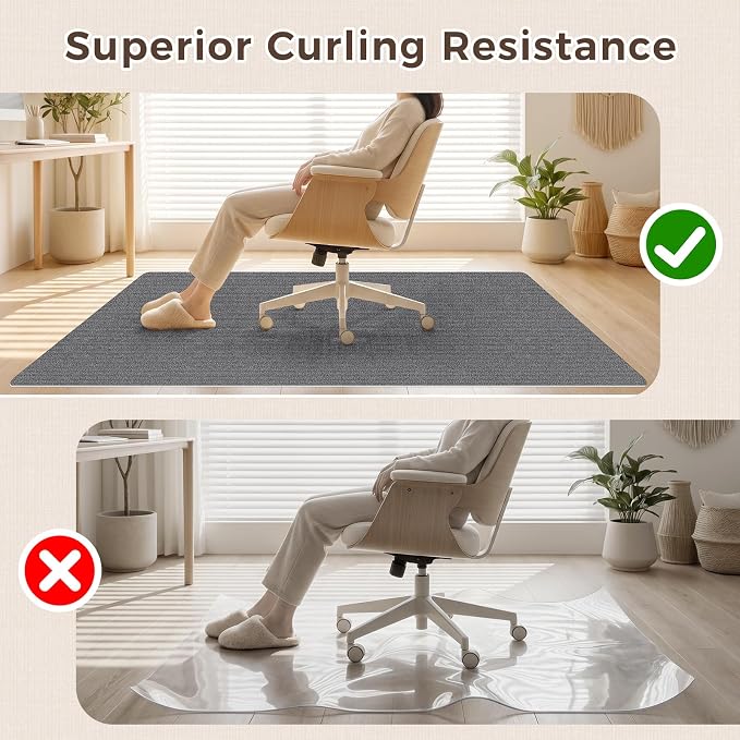 Sycoodeal Office Chair Mat for Hardwood Floor,Slip Resistant Floor Mat for Rolling Chairs,Easy to Clean,Large Floor Protector Office Computer Gaming Chair,Grey(48"x60") - Image 5