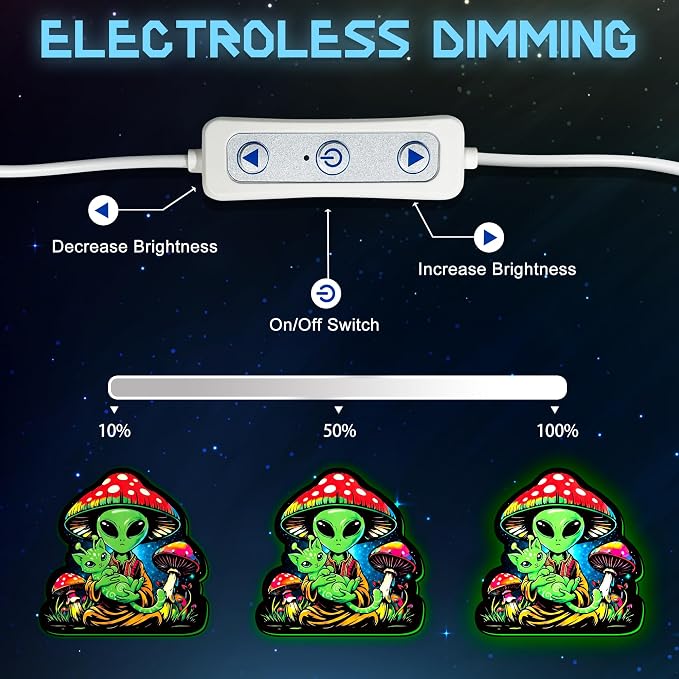 Alien Neon Sign & Night Light, Dimmable LED Light Signs for Bedroom Wall Decor Game Room, Vibrant Cosmic Acrylic Desk Lamp - Image 7