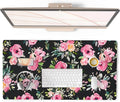 QiyI PU Leather Large Mouse Pad, Office Décor, 31.5" x 15.7", Pink Flowers | Desk Décor Accessories, Extended Size, Waterproof & Easy to Clean, Smooth Surface, Non Slip Desk Organization by QIYI