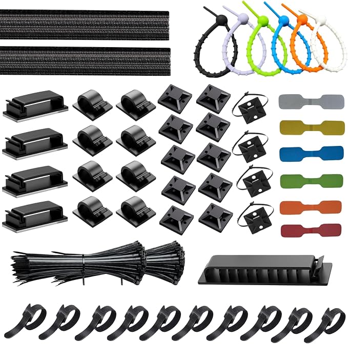 [261Pcs] Cable Management Kit, Cord Organizer, Complete Desk Cable Management Solution to Keep Desk Clean, Cable Organizer Accessories for Home Office Essentials, Black by Topavatop