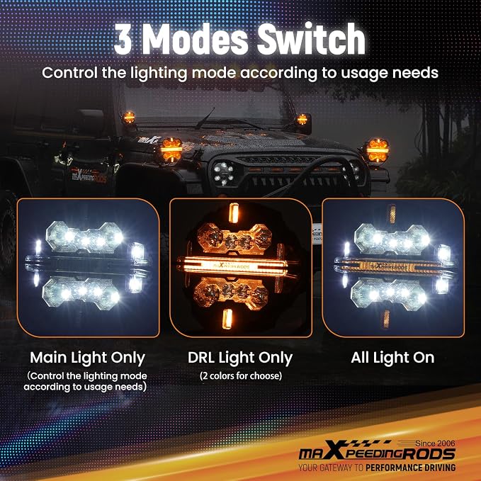 maXpeedingrods 7in 332W LED Off Road Lights w/7 RGB Colors 270°Side Shooter - Image 5