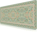 iCasso Aesthetic Floral Desk Mat,31.5x11.8in Mouse Pads,Light Green | Anti-Slip Mousepad with Stitched Edges, Waterproof Computer Pad, Desk Accessories Office Decor for Women by iCasso