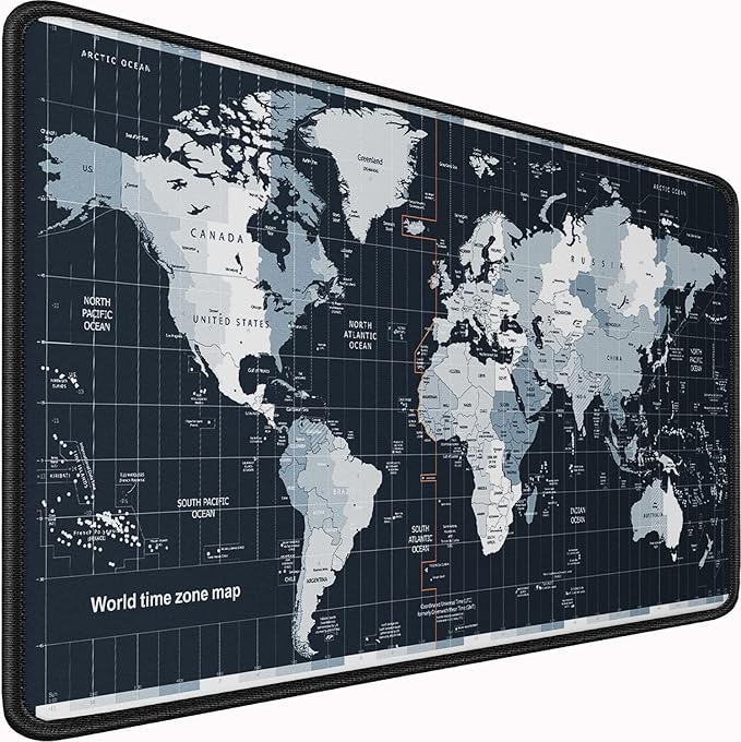Large Gaming Mouse Pad with Stitched Edges, 31.5x15.7 in Extended Computer Keyboard Mouse Mat, Water Resist Non-Slip Mousepad Rubber Base Long XXL Desk Mousepad for Work & Gaming, Home, Map by Naukay
