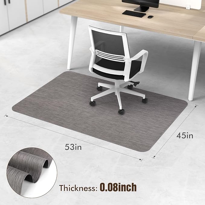Blvornl Office Chair Mat for Hardwood Floor, Computer Chair Mat, 45"x 53" | Waterproof, easy to clean, suitable for hardwood, laminate, Rattan Woven Pattern, Durable Solid PVC Material, Dark Grey - Image 2