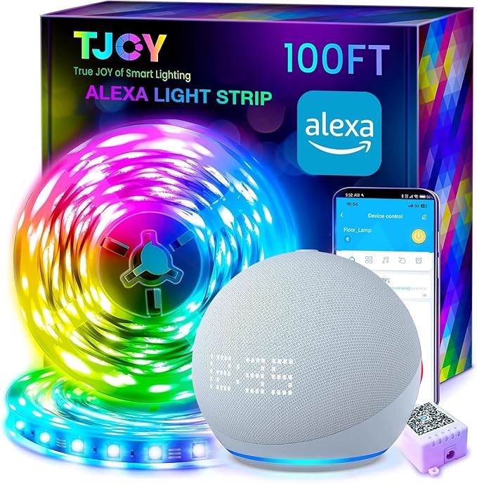 TJOY 100FT Smart Led Strip Lights for Bedroom Alexa Compatible Wireless RGB by TJOY