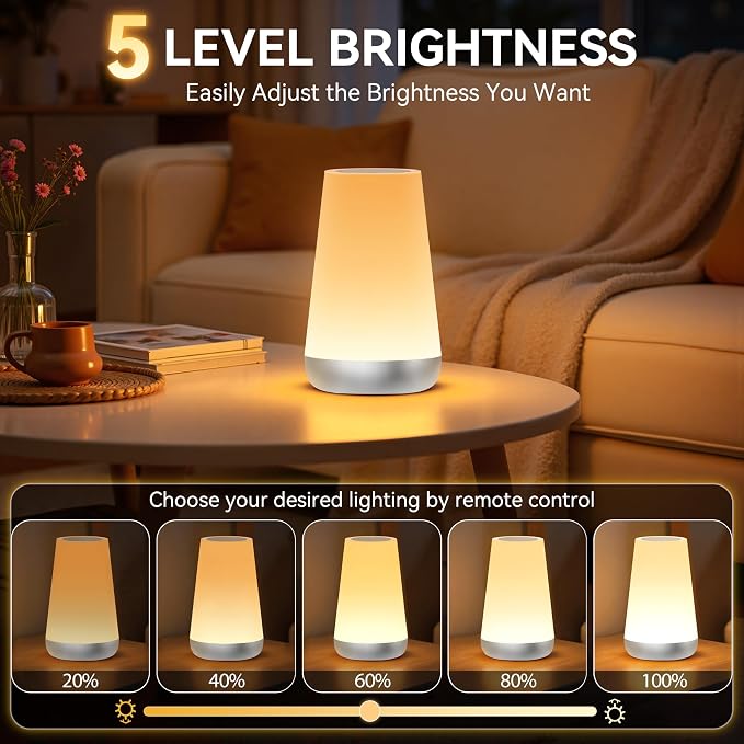 Auxmir Rechargeable Night Light, 13-Color Remote Control Lamp, Silver - Image 3